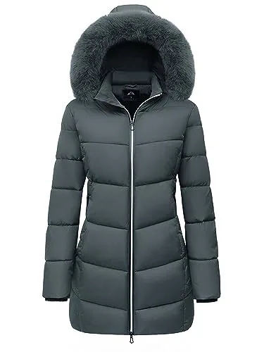 Long Down-Filled Puffer Jacket, Dark Grey