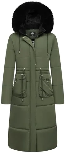 Long Faux Fur Puffer Coat II, Army Green