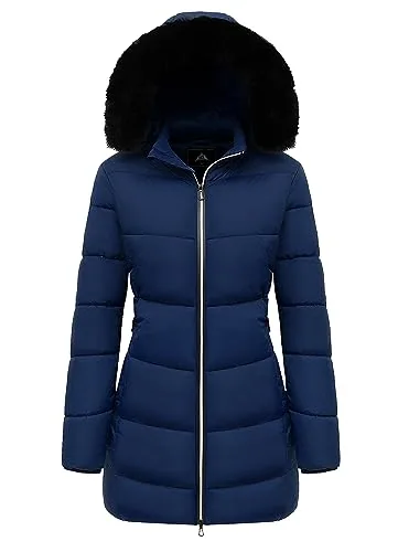 Long Down-Filled Puffer Jacket, Dark Blue