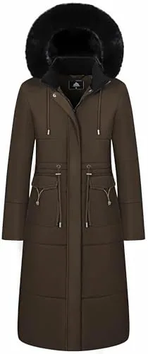 Long Faux Fur Puffer Coat II, Brown