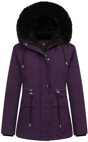 Faux Fur Puffer Coat, Purple